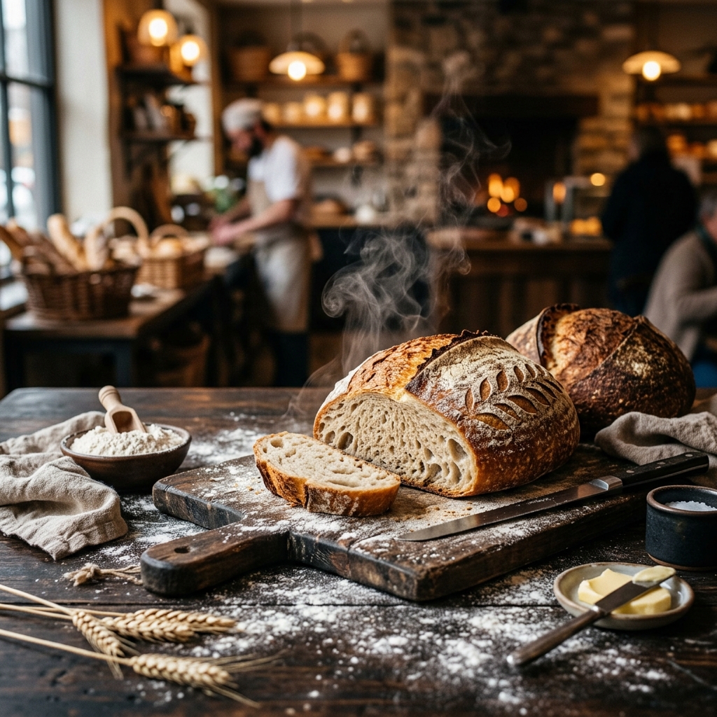 Ổ sourdough vừa ra lò
